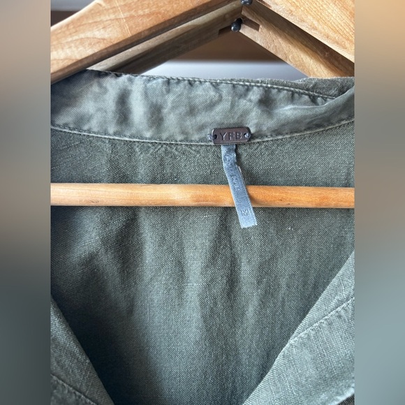 YOUNG FABULOUS AND BROKE | olive linen blend romper | size medium - Picture 6 of 7